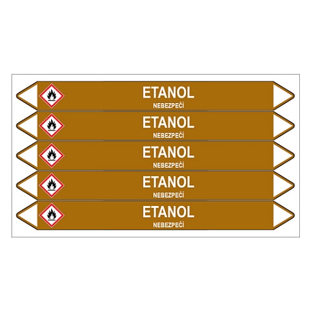 Značení potrubí, etanol,5 ks, 150 × 12 mm